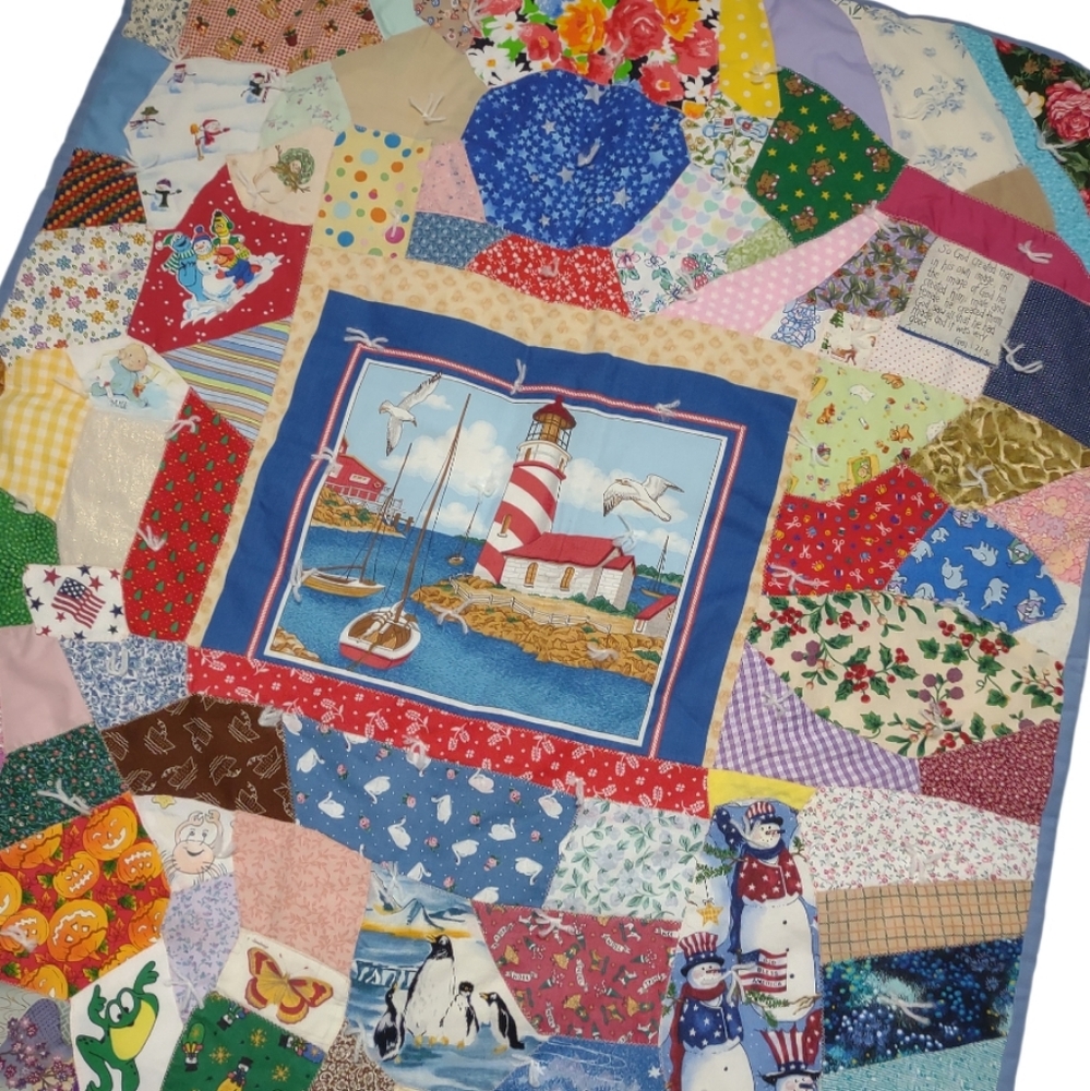 Handmade Crazy Quilt Blanket 42"X 33" - Picture 3 of 8